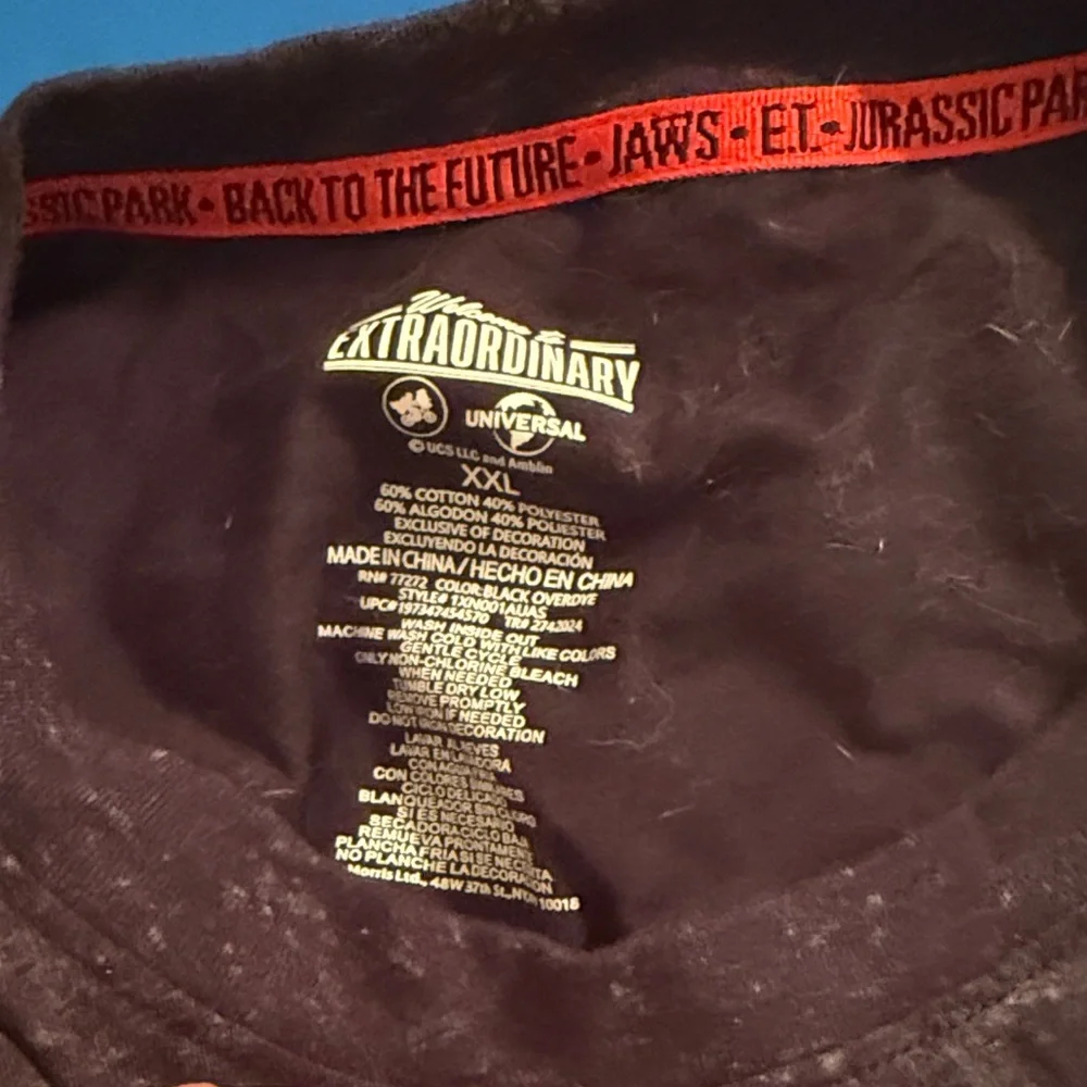 Universal Black Short Sleeve Tee with Neon Dinosaur, Shark & Space Graphic - Picture 3 of 5